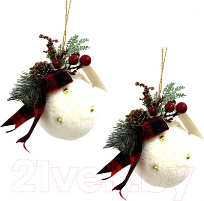 Набор шаров новогодних Merry Bear E10-18A1485B-3 (2шт, D12см, белый мех)