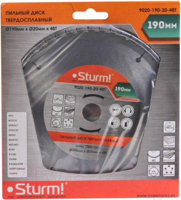 Пильный диск Sturm! 9020-190-20-48T