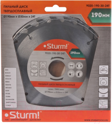 Пильный диск Sturm! 9020-190-30-24T