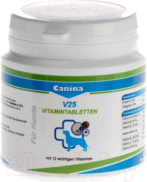 Кормовая добавка для животных Canina V25 Vitamintabletten / 110100 (100г)