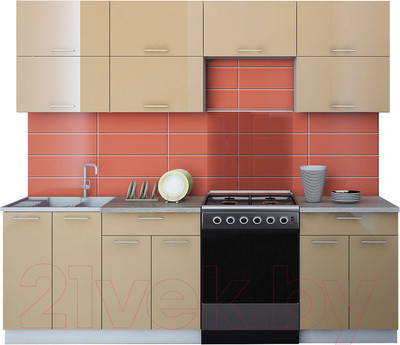 Кухонный гарнитур Интерлиния Мила Gloss 60-24 (капучино)