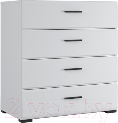 Комод Империал Йорк 4ящ (белый жемчуг/белый глянец)