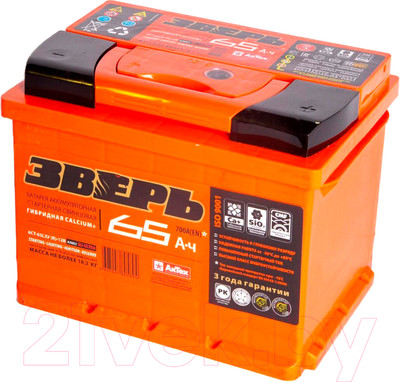 Автомобильный аккумулятор Зверь 6СТ-65 Евро R+ (65 А/ч)