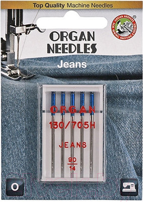 Набор игл для бытовой швейной машины Organ 5/90 (джинсовые)