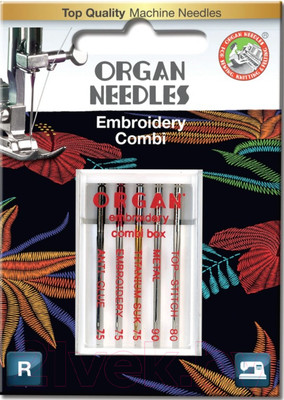 Набор игл для бытовой швейной машины Organ 5/Combi Box (вышивальные)