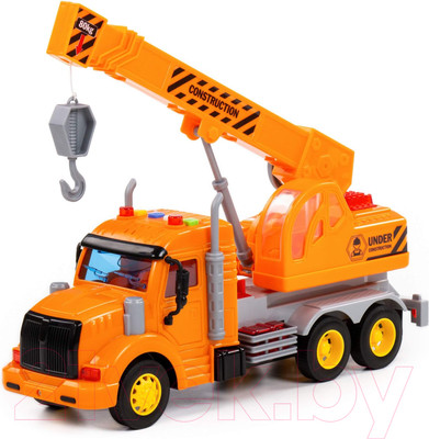 Кран игрушечный Полесье Профи со светом и звуком / 86617 (инерционный, оранжевый)