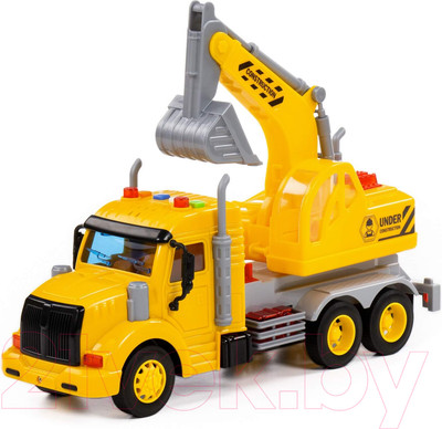 Экскаватор игрушечный Полесье Профи инерционный со светом и звуком/ 86440 (желтый)