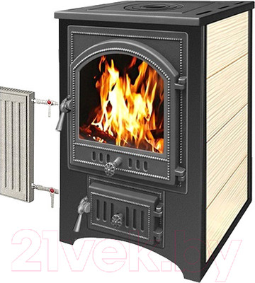 Печь-камин Везувий ПК-01 (205) с плитой и теплообменником (бежевый)