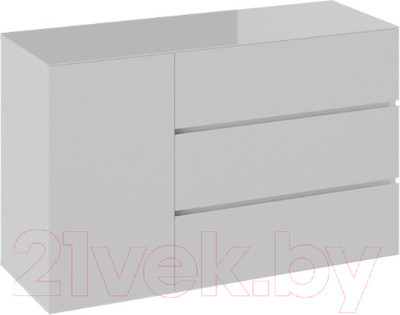 Тумба ТриЯ Glance тип 2 (белый/стекло белый глянец)