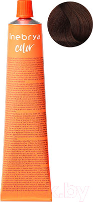 Крем-краска для волос Inebrya На семенах льна и алоэ вера 6/4 (100мл, темно-русый медный)