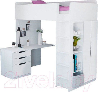 Каркас кровати Polini Kids Simple для кровати-чердака (белый)