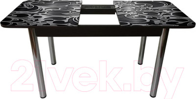 Обеденный стол Solt Рита 1с №59 (кромка черная/царга черная/ноги круглые хром)