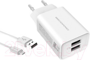 Зарядное устройство сетевое Atomic U400 (с кабелем Type-C, белый)