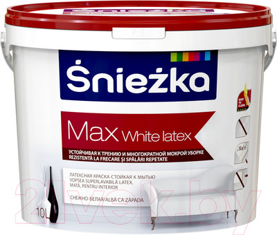 Краска Sniezka Max White Latex (10л, белый)