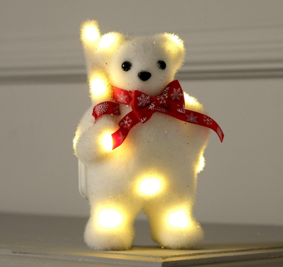 Световая фигурка Luazon Медведь с посохом в шарфе 4843993 (т/белый)