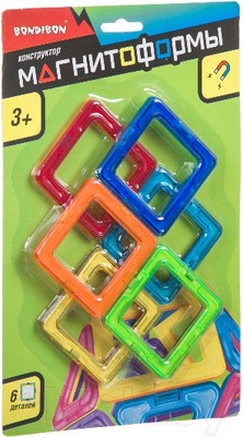 Конструктор магнитный Bondibon Магнитоформы 6 деталей / ВВ4398