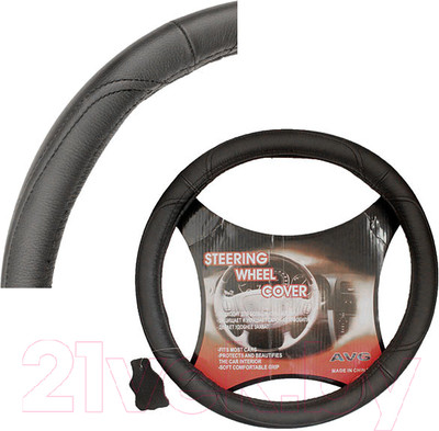 Оплетка на руль AVG 1007B / 310064 (кожа, черный)