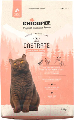 Сухой корм для кошек Chicopee CNL Castrate с птицей (1.5кг)