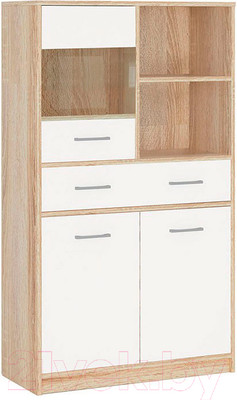 Шкаф с витриной Империал Стелс 1в2д1ящ (дуб сонома/белый)