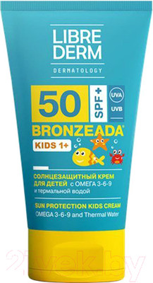 Крем солнцезащитный Librederm Bronzeada с омега 3-6-9 и термальной водой для детей SPF50 (150 мл)