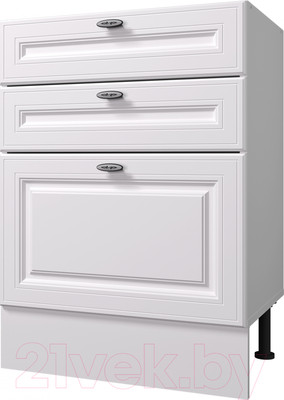 Шкаф-стол кухонный Горизонт Мебель Ева 60 3 ящика (белый софт)