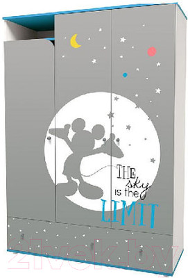 Шкаф Polini Kids Disney baby Микки Маус трехсекционный (белый/серый)