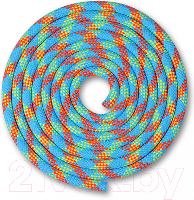 Скакалка для художественной гимнастики Indigo Sport SM-360 (3м, голубой/коралловый/лимонный)