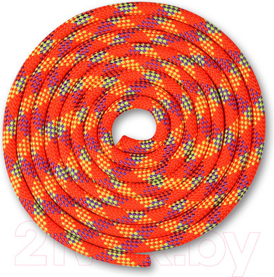 Скакалка для художественной гимнастики Indigo Sport SM-360 (3м, коралловый/фиолетовый/лимонный)