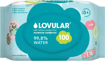 Влажные салфетки детские Lovular Sweet Kiss / 429543 (100шт)
