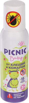 Аэрозоль от насекомых PICNIC Baby от клещей и комаров (125мл)