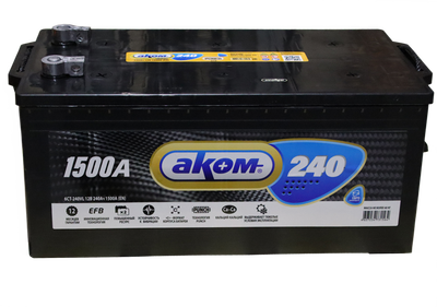 Автомобильный аккумулятор AKOM 6СТ-240 Евро+EFB / 6СТ-240L 3 (240 А/ч)