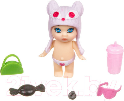 Кукла с аксессуарами Bondibon OLY в шапочке-ушанке с животным / ВВ3832