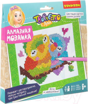 Набор алмазной вышивки Bondibon Картина Попугаи-неразлучники / ВВ3346