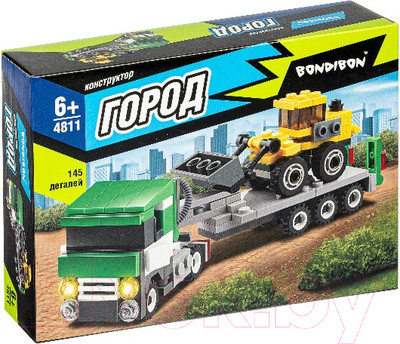 Конструктор Bondibon Город. Тягач с платформой и бульдозер / ВВ4811