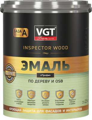 Эмаль VGT ВД-АК-1179 Профи по дереву База А (1кг, супербелая)