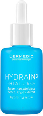 Сыворотка для лица Dermedic Hydrain3 Hialuro увлажняющая для лица шеи и декольте (30г)