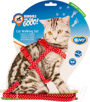 Шлея с поводком Duvo Plus Белые точки / 11218/DV