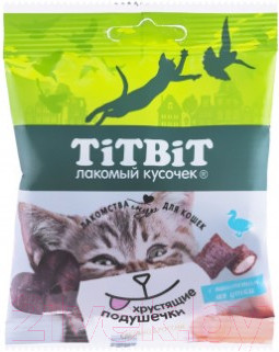 Лакомство для кошек TiTBiT Хрустящие подушечки с паштетом из утки / 13908 (30г)