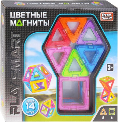 Конструктор магнитный Play Smart Цветные магниты / 2425