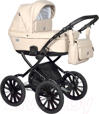 Детская универсальная коляска INDIGO Broco Eco Plus 14 2 в 1 (Be 02, бежевая кожа)