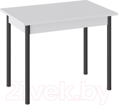 Обеденный стол ТриЯ Родос тип 2 с опорой (черный муар/белый)