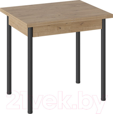 Обеденный стол ТриЯ Родос тип 2 с опорой (черный муар/дуб крафт золотой)