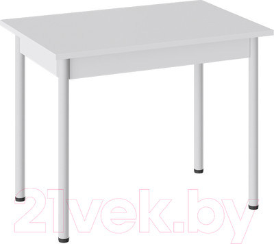 Обеденный стол ТриЯ Родос тип 1 с опорой (белый муар/белый)