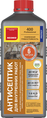 Антисептик для древесины Neomid 400 для внутренних работ. Концентрат 1:5 (1л)