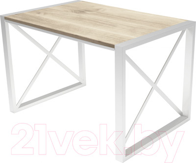 Обеденный стол Buro7 Лофт Классика 110x60x75 (дуб беленый/белый)