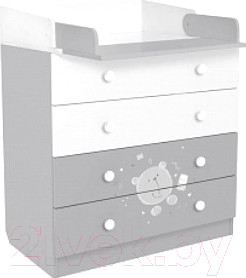 Комод пеленальный Polini Kids French 1580 Teddy (белый/серый)