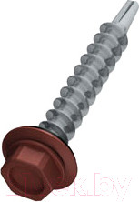 Саморез Starfix Кровельный по металлу 4.8x19 шайба с прокл. PT3 / SMP2-66086-100 (100шт, оцинкованный, RAL 8017 шоколадно-коричневый)