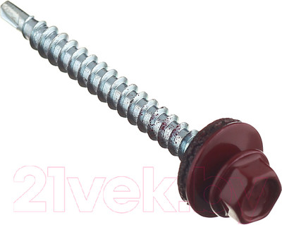 Саморез Starfix Кровельный по металлу 5.5x19 шайба с прокл. PT3 / SMP2-31697-100 (100шт, оцинкованный, RAL 3011 коричнево-красный)