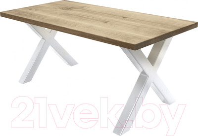 Обеденный стол Buro7 Икс Классика 180x80x76 (дуб беленый/белый)