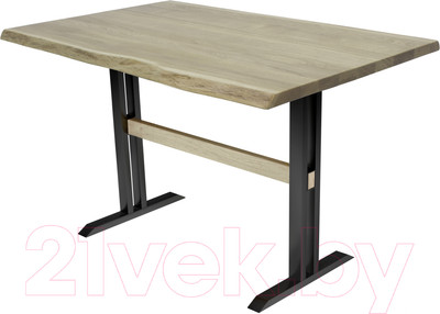 Обеденный стол Buro7 Двутавр с обзолом 110x80x76 (дуб беленый/черный)
